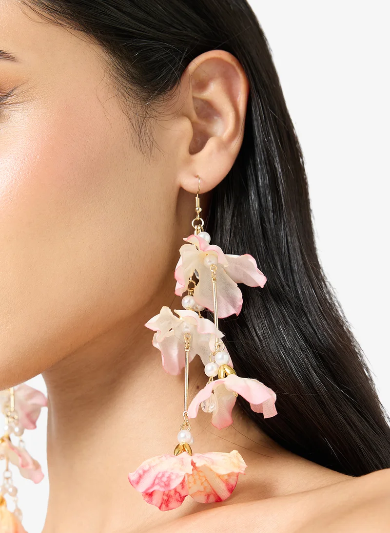 Ginger Pink Resin Gold Accent Earrings