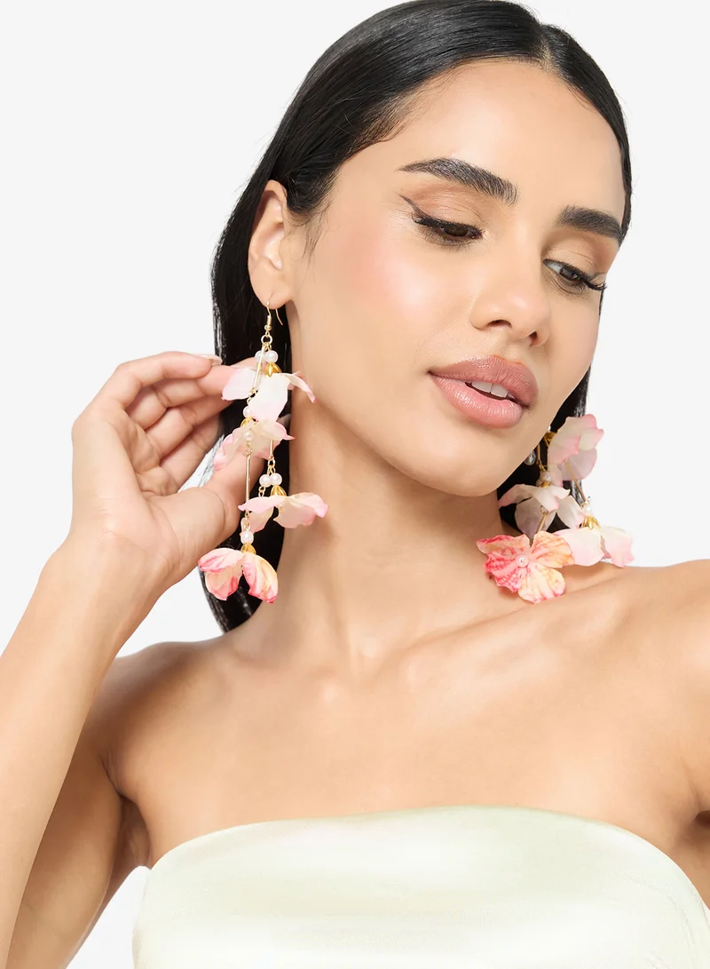 Ginger Pink Resin Gold Accent Earrings