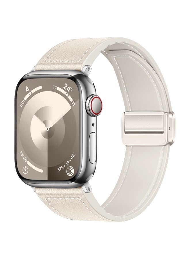 Bho Suitable For Apple Watch Band, Apple Watch S10/ultra2 Band, Genuine Leather Iwatch S9/8/7/6/5/4/se Band, Genuine Leather Magnetic Buckle Watch Strap - Image 1