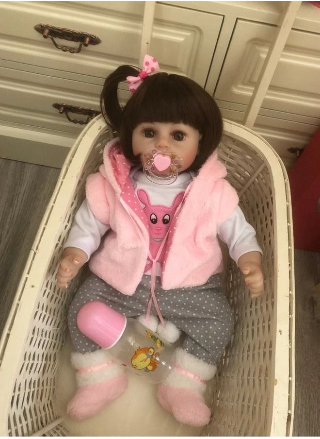 Arabest 48cm Baby Doll with Lifelike Silicone Body, Pink Cute Gift Toy for Girls over Three Years Old  - Image 5