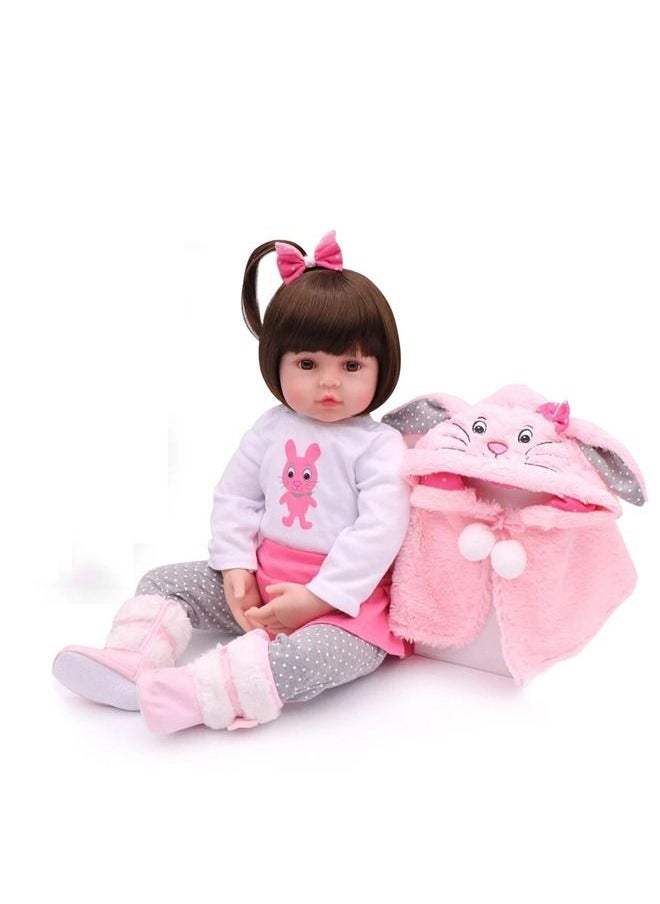 Arabest 48cm Baby Doll with Lifelike Silicone Body, Pink Cute Gift Toy for Girls over Three Years Old  - Image 1