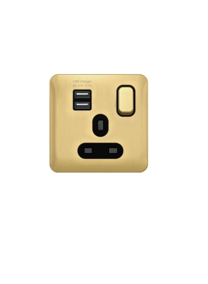 Schneider Electric GGBL30102USBABSBS Lisse - Switched Socket with USB Charger - 1 Gang - 13A Satin Brass with Black Interior - Image 3