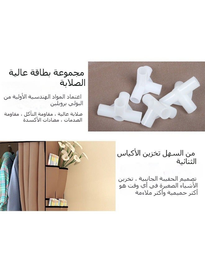 خزانة ملابس من القماش الممتاز مع قضبان  وحقيبة تخزين للأحذية والألعاب لغرفة المعيشة وغرفة النوم وخزانة الملابس 125 * 45 * 168 سم - Image 3