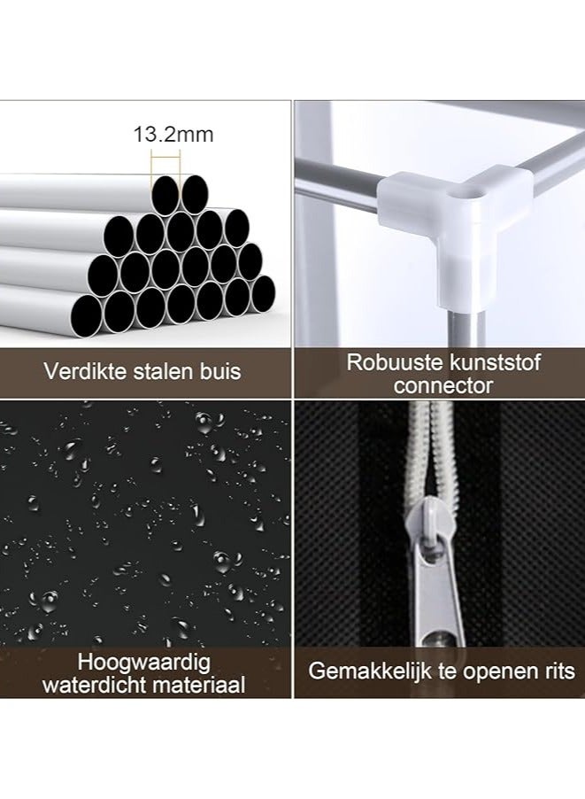 خزانة ملابس من القماش الممتاز مع قضبان  وحقيبة تخزين للأحذية والألعاب لغرفة المعيشة وغرفة النوم وخزانة الملابس 125 * 45 * 168 سم - Image 4