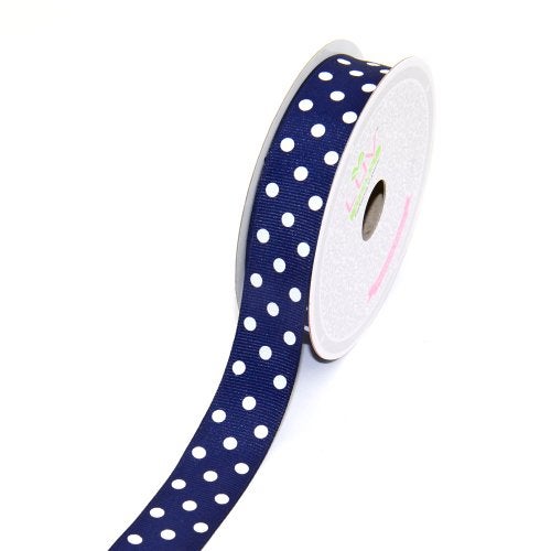 LUV Ribbons 7/8-Inch Grosgrain White Polkadots Ribbon by Creative Ideas, 10-Yard Navy Blue - Image 3