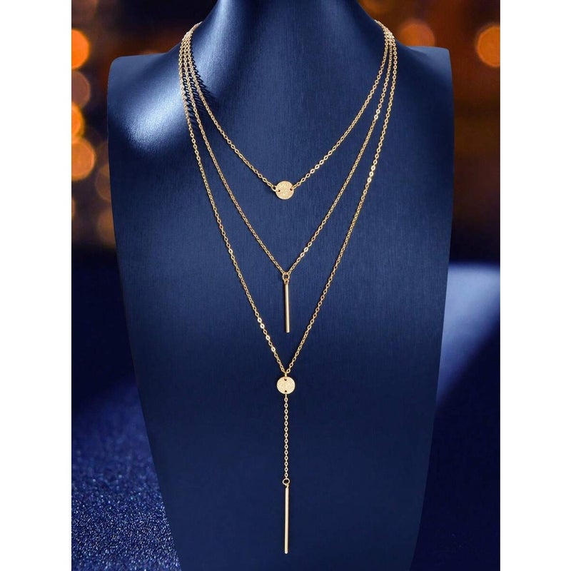 1pc Fashionable Multi-Layer Chains Long  Necklace - Image 2