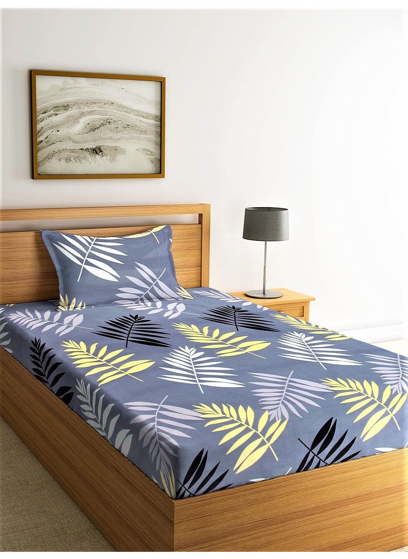 Home Sizzler Home Sizzler 210 TC Microfibre Grey Single Bedsheet with 1 Pillow Cover  - Image 1