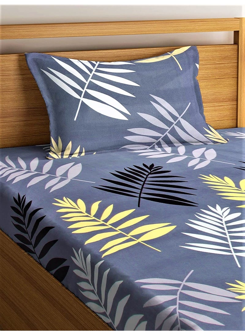 Home Sizzler Home Sizzler 210 TC Microfibre Grey Single Bedsheet with 1 Pillow Cover  - Image 3