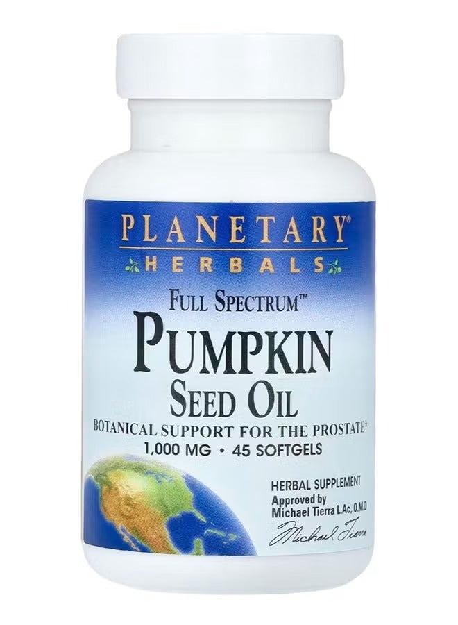 PLANETARY HERBALS Full Spectrum Pumpkin Seed Oil 1000 Mg 45 Softgels - Image 1