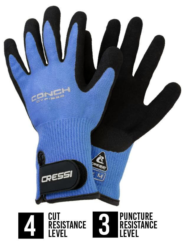 Cressi Conch Dyfiber Gloves, Blue, XL - Image 3
