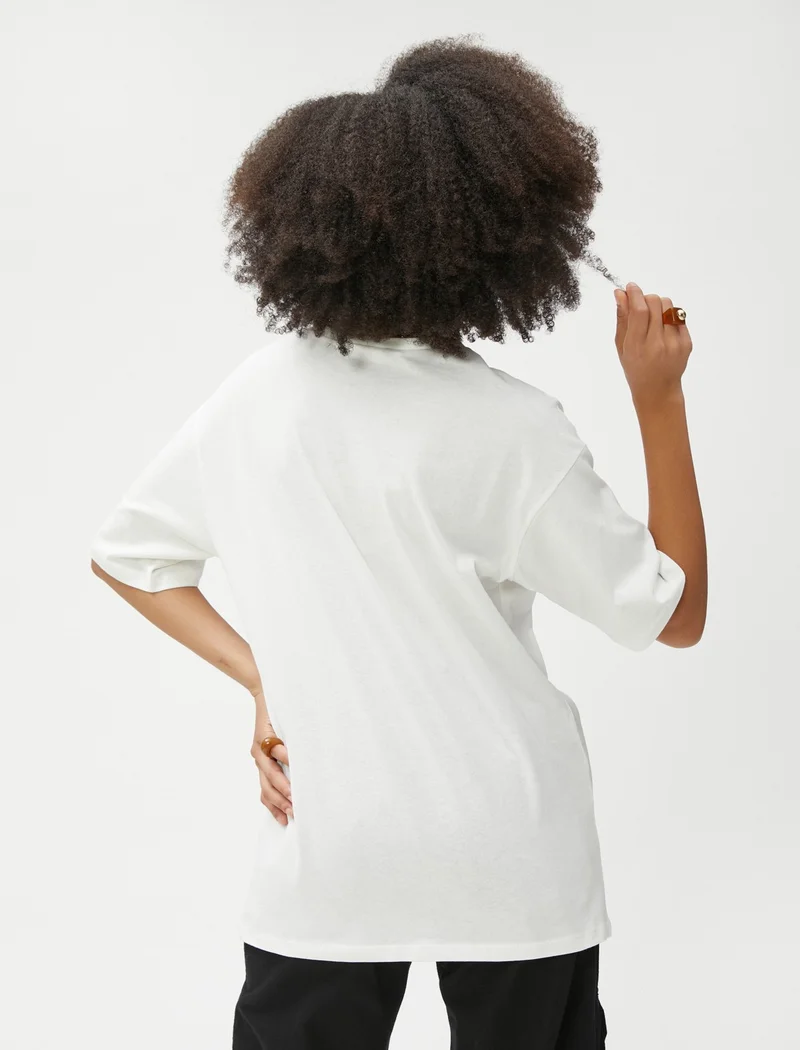 KOTON Cotton Printed T-Shirt Short Sleeve Crew Neck Cotton