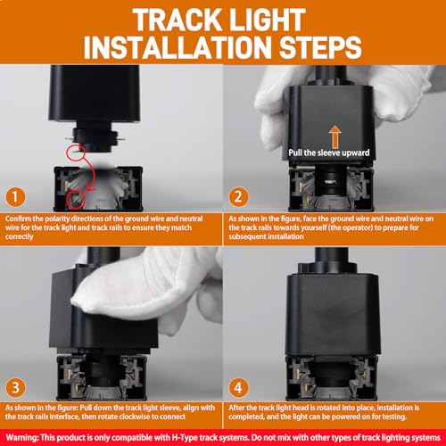 AIBISOD 10W H Track Lighting Heads, Dimmable LED Track Lighting Heads Fixtures Bright 3000K Warm White Track Light Head for Accent Task Art, Flicker Free CRI90+ 24° 900lm (Black, 10W - 4 Pack) - Image 3
