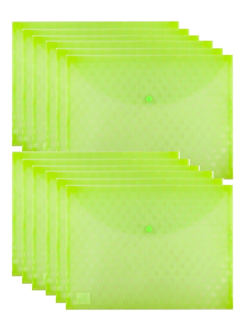 CLIPP 12-Piece Clear Document Bag With Button Closure Green - Image 1