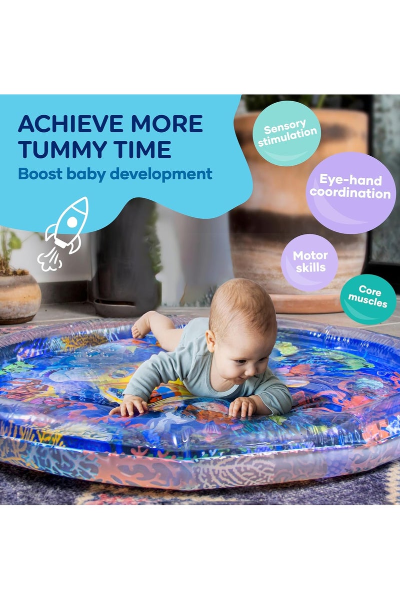 Mums Planet Large Crawling Water Mat 100cm x 100cm x 8cm, Excellent Activity Center to Promote Baby Play and Sensory Play, Baby Toys, Newborn Toys, Baby Playmat, Baby Playmat, Visual Stimulation Gift for Boys and Girls_Baby Toys, Baby Mat, Baby Toys