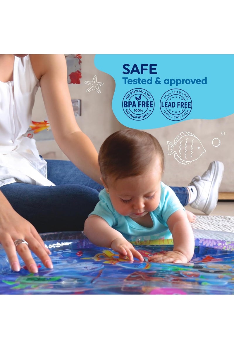 Mums Planet Large Crawling Water Mat 100cm x 100cm x 8cm, Excellent Activity Center to Promote Baby Play and Sensory Play, Baby Toys, Newborn Toys, Baby Playmat, Baby Playmat, Visual Stimulation Gift for Boys and Girls_Baby Toys, Baby Mat, Baby Toys