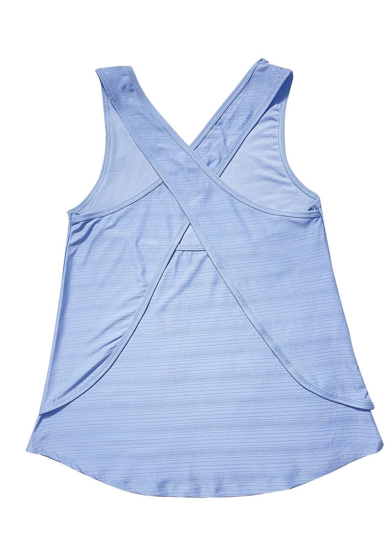 Loquat - Women's Quick drying Cross Back Sports Vest Blue - Image 1