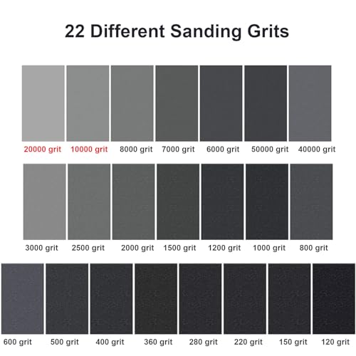 HL-YMXQ Extra Fine Sand Paper 120 to 20000 High Grit, 22 PCS Sandpaper Sheets with 3 Finger Cots, Assorted Wet Sanding Paper Automotive Sandpaper Assortment, for Car Wood Metal Furniture 9.1 x 3.6'' (22 PCS) - Image 2