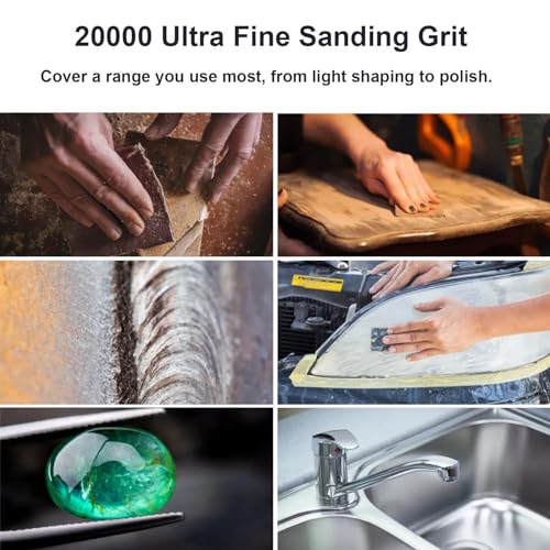 HL-YMXQ Extra Fine Sand Paper 120 to 20000 High Grit, 22 PCS Sandpaper Sheets with 3 Finger Cots, Assorted Wet Sanding Paper Automotive Sandpaper Assortment, for Car Wood Metal Furniture 9.1 x 3.6'' (22 PCS) - Image 4