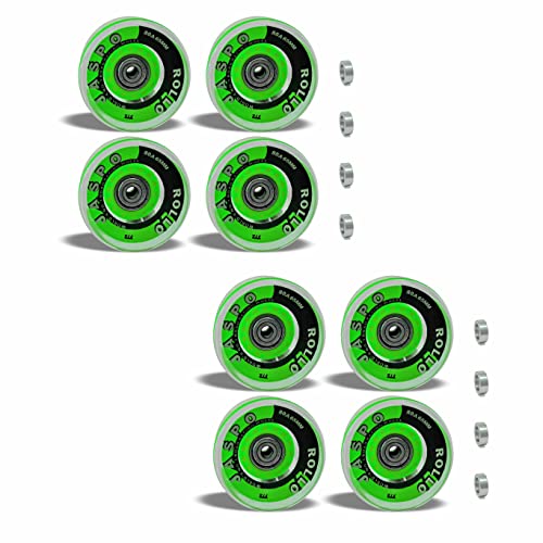Jaspo Roller/Quad Skate, Inline Wheels With Bearings for Skating and Skateboard - Multipack (Green, 65 mm, Pack of 8) - Image 1