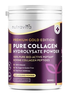 Nutravita Collagen Powder 500g - Premium Gold Standard Bovine- 50 Servings - Collagen Peptides Supplement with 8 Essential Amino Acids - Made in The UK by Nutravita  - Image 1
