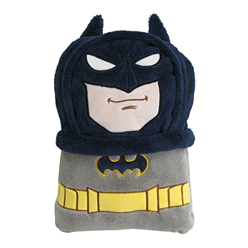 NoJo Warner Brothers Batman The Caped Crusader Navy, Gray and Yellow Batman Character Shaped Blanket - Image 1