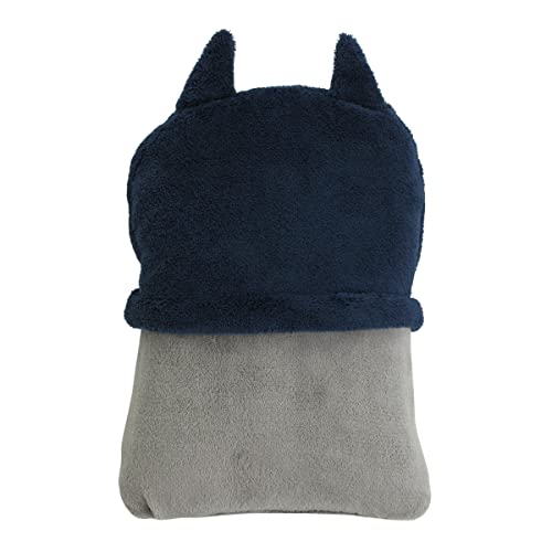 NoJo Warner Brothers Batman The Caped Crusader Navy, Gray and Yellow Batman Character Shaped Blanket - Image 3