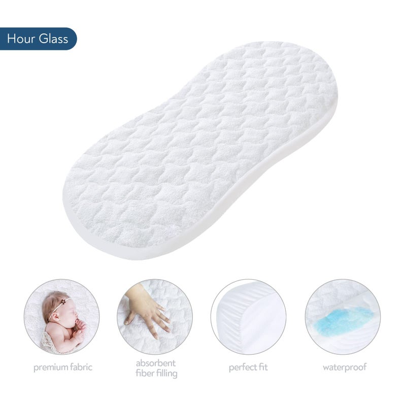 Magik & Kover غطاء وسادة سرير المهد 30" × 18" - يناسب Halo BassiNest Swivel و Glide و Flex و Luxe و Premiere Series Sleeper، واقي وسادة سرير مهد مقاوم للماء 2 عبوة، سطح قطن تيري - Image 2