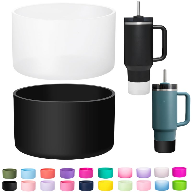 LONPARRY 2-Pack Silicone Boot for Stanley 40 30 oz Quencher Adventure Tumbler, Stanley IceFlow 30 20 oz, Stanley Cup Protector Accessories Black+Clear - Image 1
