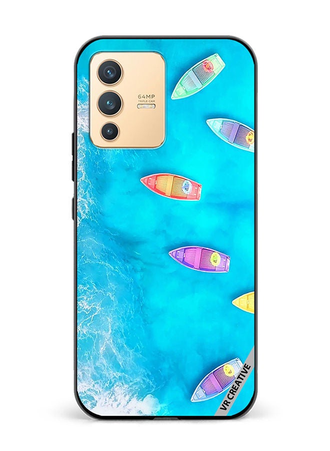VR CREATIVE Protective Case Cover For Vivo V23 5G Water Boat Enjoy The Moment Design Multicolour - Image 1