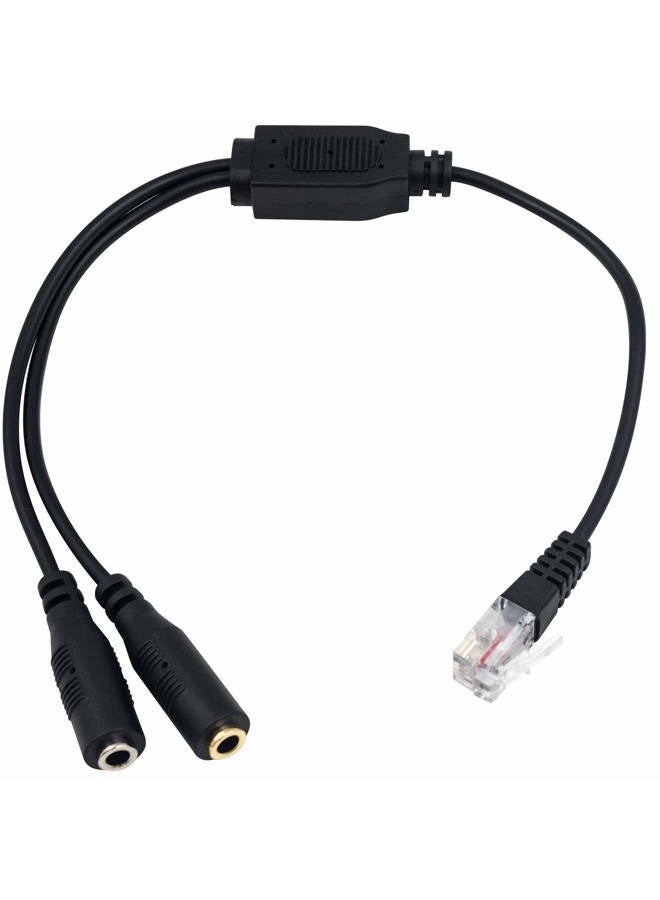 Poyiccot RJ9 to 3.5mm Adapter, RJ9 Male to Dual 3.5mm Female Headphone Adapter for Telephone Audio Adapter Headset Buddy Cable for Office - Image 1