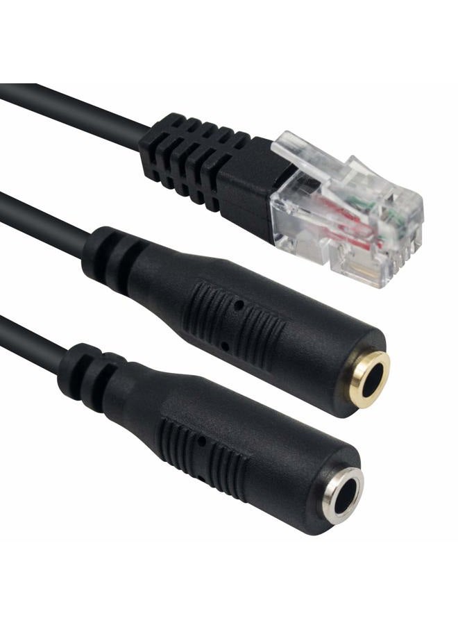 Poyiccot RJ9 to 3.5mm Adapter, RJ9 Male to Dual 3.5mm Female Headphone Adapter for Telephone Audio Adapter Headset Buddy Cable for Office - Image 2