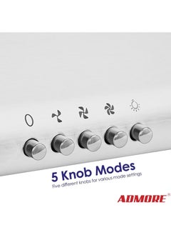 ADMORE Under Cabinet Kitchen Hood White 60cm Range Hood Convertible Duct 3-Speed Push Buttons, LED Light, and Powerful 1700 RPM  - Image 4