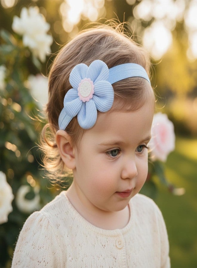 SYGA 3 Pcs Baby Headband Set for Girls 0-3 Years | Soft Elastic Bow & Flower Design | Stretchable Newborn Infant | Comfortable Non-Slip Hair Accessories(STYLE-06) - Image 2