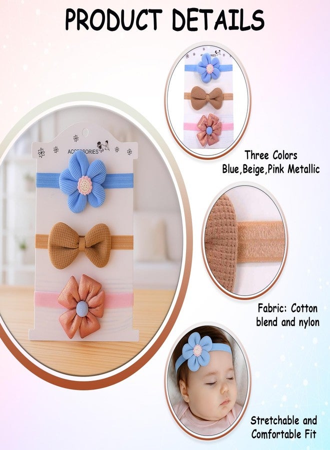 SYGA 3 Pcs Baby Headband Set for Girls 0-3 Years | Soft Elastic Bow & Flower Design | Stretchable Newborn Infant | Comfortable Non-Slip Hair Accessories(STYLE-06) - Image 5