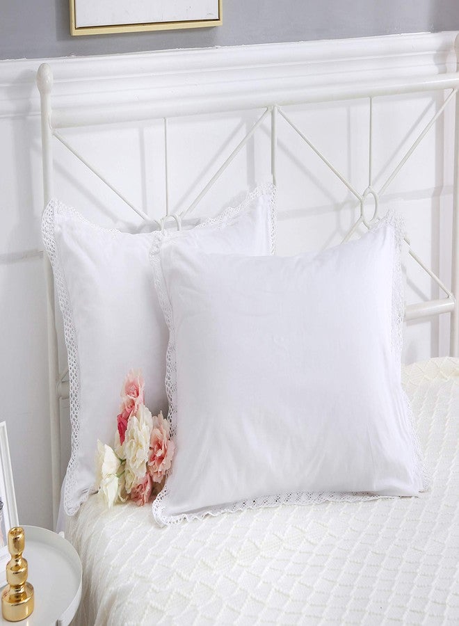 Meaning4 White Crocheted Lace Pillow Shams Queen Size Covers Pure Cotton Pillowcases for Bed 2PCS 30"x20" - Image 5