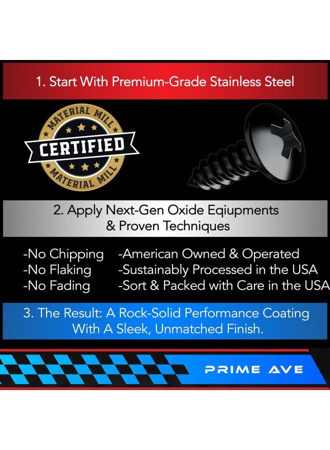 PRIME AVE Black Oxide Stainless Steel License Plate Screws for License Plates, Frames, Covers- RustProof Licence Plate Screw Set for Front/Rear - Compatible w/Buick Cadillac Chevrolet GMC (Pack of 8) - Image 3