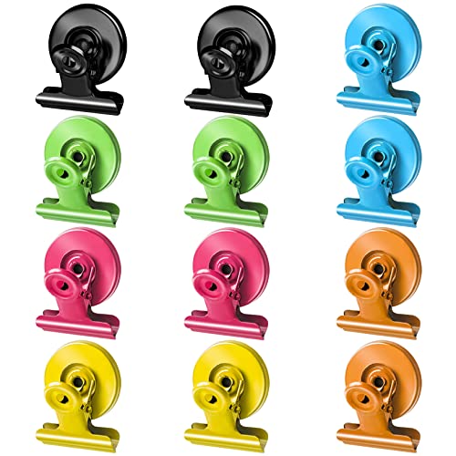 Grtard 12pack Fridge Magnets Refrigerator Magnets Magnetic Clips Heavy Duty Detailed List Display Paper Fasteners on Home& Office & Teacher Must Haves Classroom Organization (Multicolored, 12) - Image 1