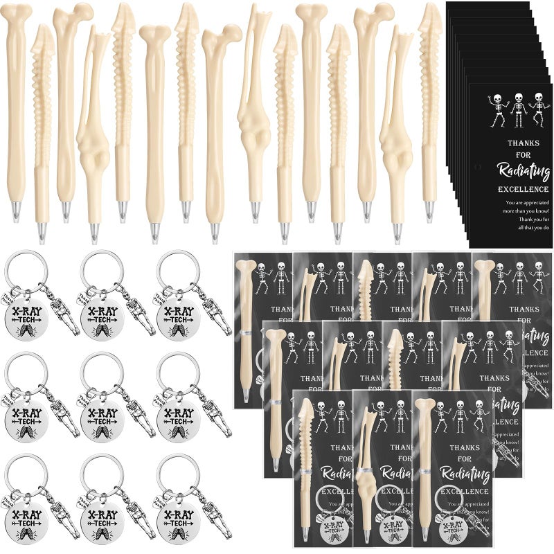 Sayglossy 20 Set XRay Tech Gift Bulk Radiology Tech Bone Pen Thank You Keychain Radiology Cards Funny Office Gift for Coworkers - Image 2