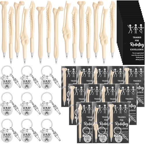 Sayglossy 20 Set XRay Tech Gift Bulk Radiology Tech Bone Pen Thank You Keychain Radiology Cards Funny Office Gift for Coworkers - Image 1