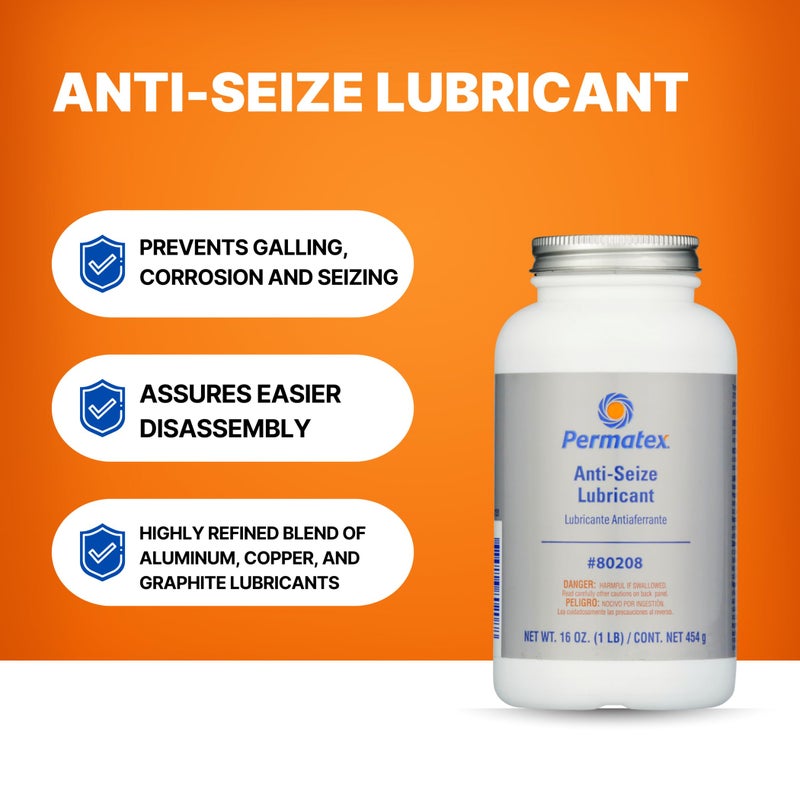 Permatex 80208 Anti-Seize Lubricant With Brush Top Bottle Prevents Galling, Corrosion, Seizing, Refined Blend Aluminum, Copper, And Graphite Lubricants For Spark Plugs 16 oz - Image 2