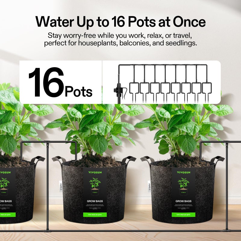 VIVOSUN Automatic Drip Irrigation Kit, Smart Watering System with 16 Drip Emitters, 4mm Fast Flow, App-Controlled A10 GrowHub, Quiet 15W Pump, Anti-Siphon & Filtered for Indoor & Outdoor Plants - Image 3