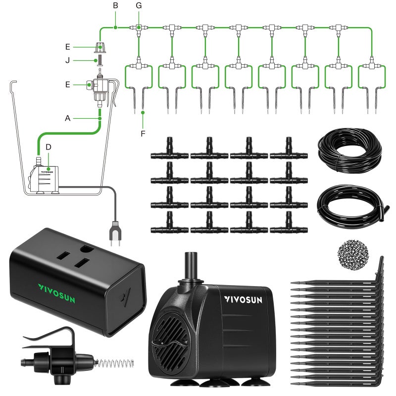 VIVOSUN Automatic Drip Irrigation Kit, Smart Watering System with 16 Drip Emitters, 4mm Fast Flow, App-Controlled A10 GrowHub, Quiet 15W Pump, Anti-Siphon & Filtered for Indoor & Outdoor Plants - Image 1