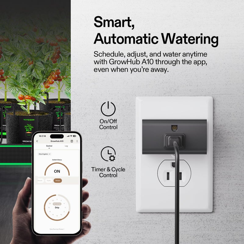 VIVOSUN Automatic Drip Irrigation Kit, Smart Watering System with 16 Drip Emitters, 4mm Fast Flow, App-Controlled A10 GrowHub, Quiet 15W Pump, Anti-Siphon & Filtered for Indoor & Outdoor Plants - Image 4