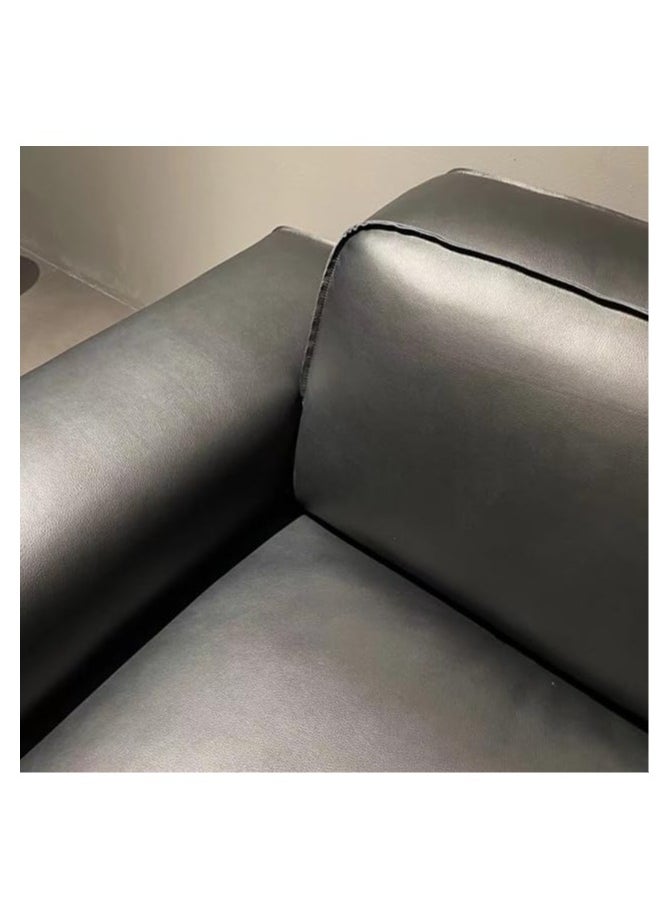 Generic Minimalist Full Leather Sofa Large Black Cow Straight Row Villa Tofu Blocks Large Flat Living Room Sofa  - Image 3