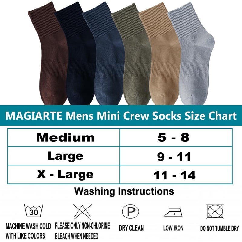 MAGIARTE Mens Mini Crew Above Ankle Pure Cotton Athletic Casual Multicolor Running Socks for men 6 Pack(Color#06L) - Image 5
