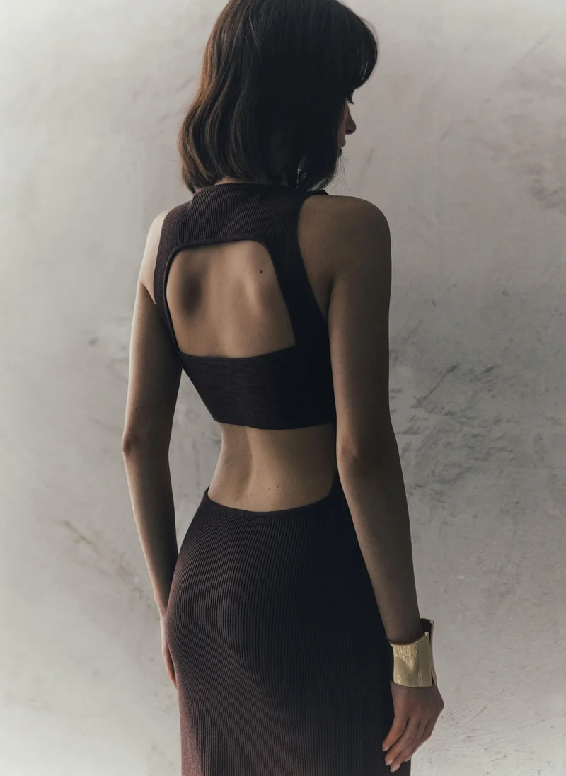 Lichi Knitted maxi dress with cut-outs at the back