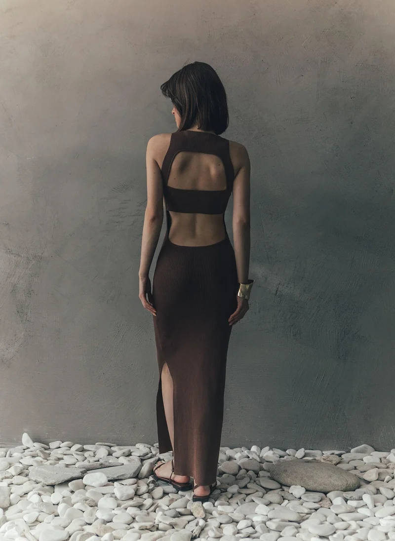 Lichi Knitted maxi dress with cut-outs at the back