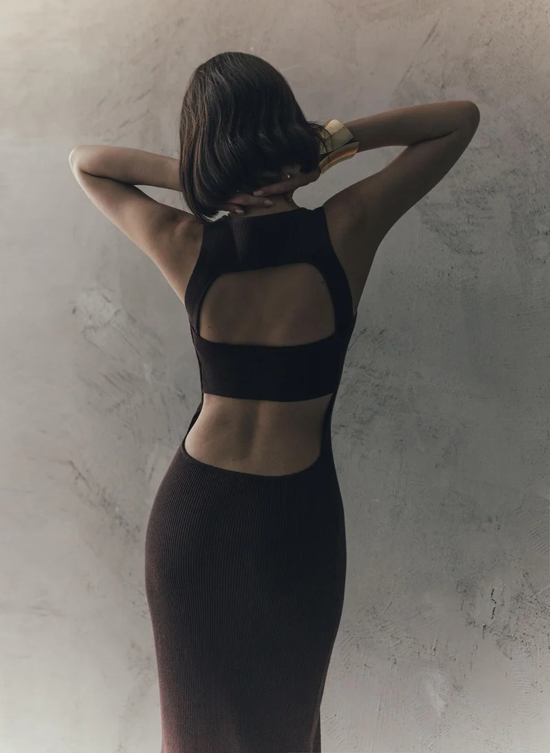 Lichi Knitted maxi dress with cut-outs at the back