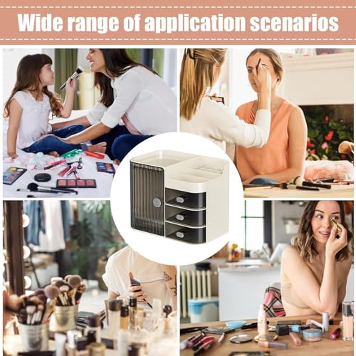 Niyam Makeup Organiser Storage Box for Countertop Cosmetics, Skincare and Beauty Case with Clear Led Display for Easy Visibility and Drawers for Vanity, Dresser Retro Lipstick Holder (BlWh Cosmetic) - Image 2