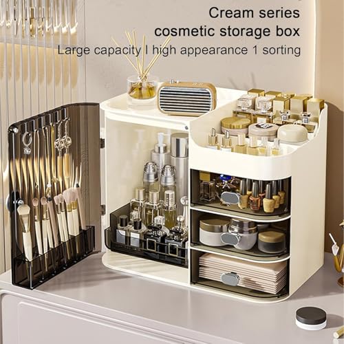 Niyam Makeup Organiser Storage Box for Countertop Cosmetics, Skincare and Beauty Case with Clear Led Display for Easy Visibility and Drawers for Vanity, Dresser Retro Lipstick Holder (BlWh Cosmetic) - Image 5